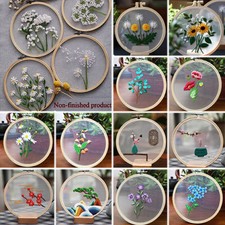 DIY Embroidery Starter Kit with Flower Pattern Cross Stitch Needlework Kits Hoop