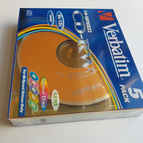 Verbatim CD+RW Colour blank discs Hi Speed 8x Rewriteable 7GB 5 pack NEW sealed - Picture 9 of 18