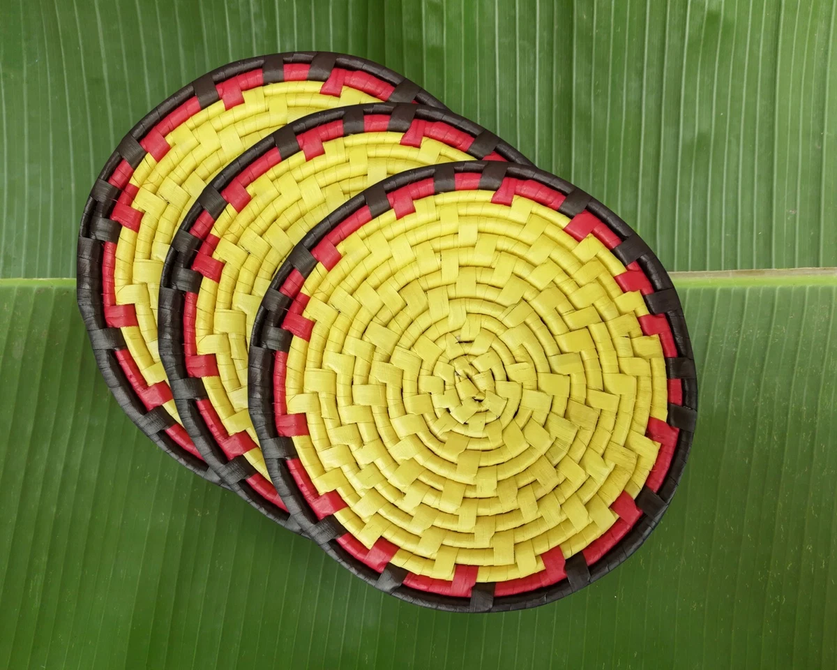 Handmade Heat Resistant Woven Placemat Round Straw Dining Coffee