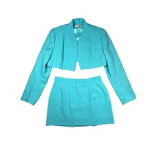 Vintage Women's Workwear 70/80's 2 Piece Teal Jacket  Skirt Set