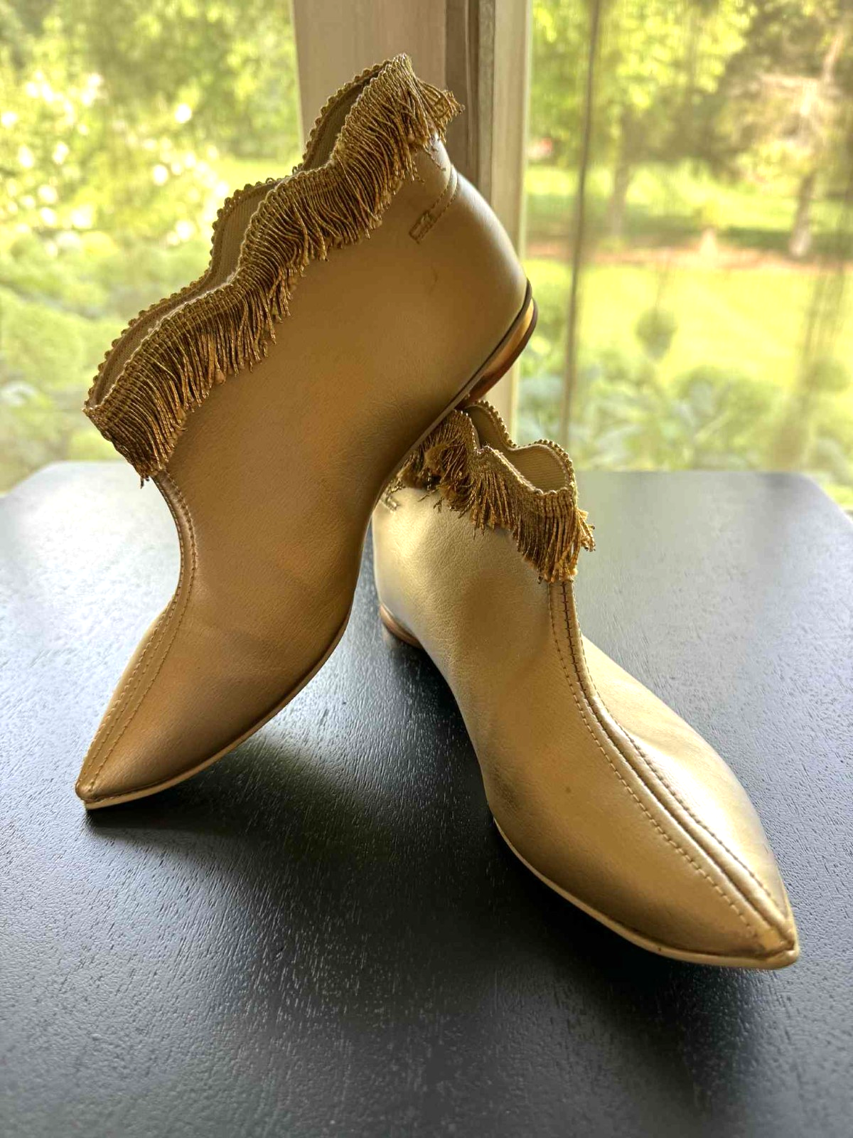 PANTOFOLA D’ORO Pantofole vintage oro casa con frange taglia 7 stile I Dream of Jeannie