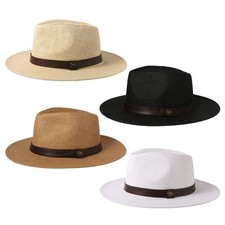 Womens Straw Panama Summer Travel Beach Sun Hat Wide Brim UV Protection Foldable