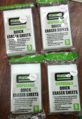 4 NEW packs Grip Disposable quick eraser sheets 5 in each good for walls doors +