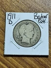 1911 D Barber Silver Quarter Nice G+ Good U.S. 25c Type Coin (Raw16678) M