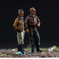 Homemade 1/72 U.S. Pilot Commander 2-person Group Finished Colored Model