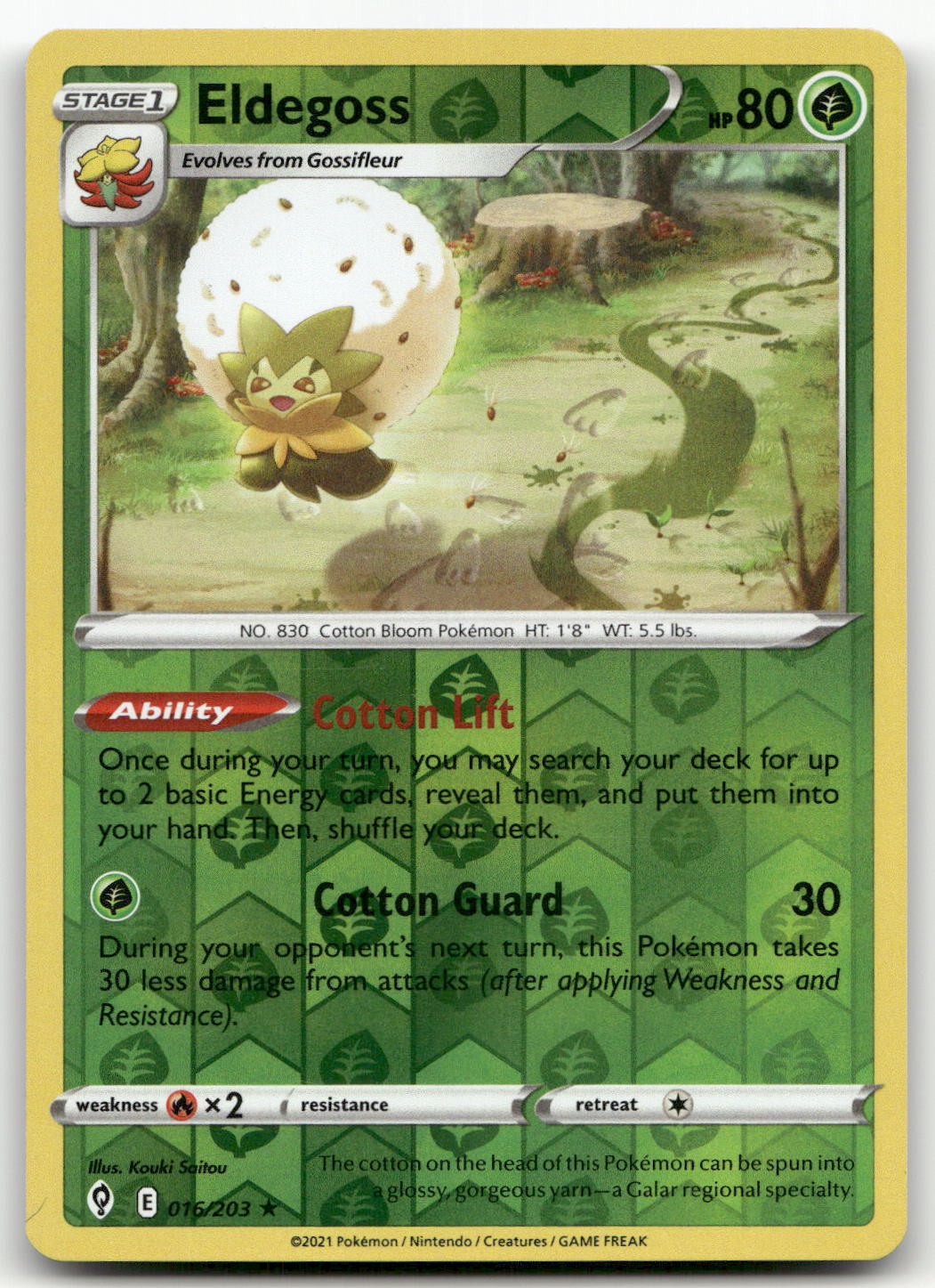 Eldegoss #16/203 (Reverse Holo) (NM) SWSH07: Evolving Skies SWSH07 Pokemon