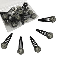 20 Piece Hair Clip, Black Rose Flower Snap Hair Clips, Vintage Hair Accessories