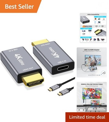 USB C Female to HDMI Male Adapter with 3.3FT USB Video Cable, 4K@60Hz Uni-Dir...