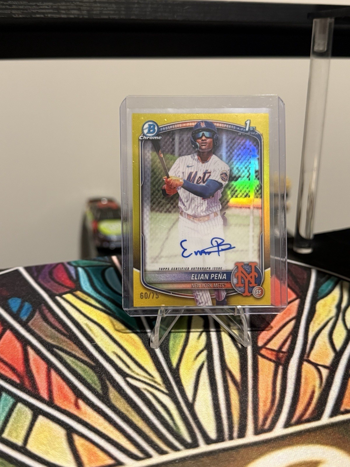 2025 Bowman Chrome Elian Pena 1st Auto Yellow Refractor /75 New York Mets