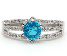 2CT Natural Blue Topaz  Topaz 925 Solid Sterling Silver Ring Sz 7 NB3-6