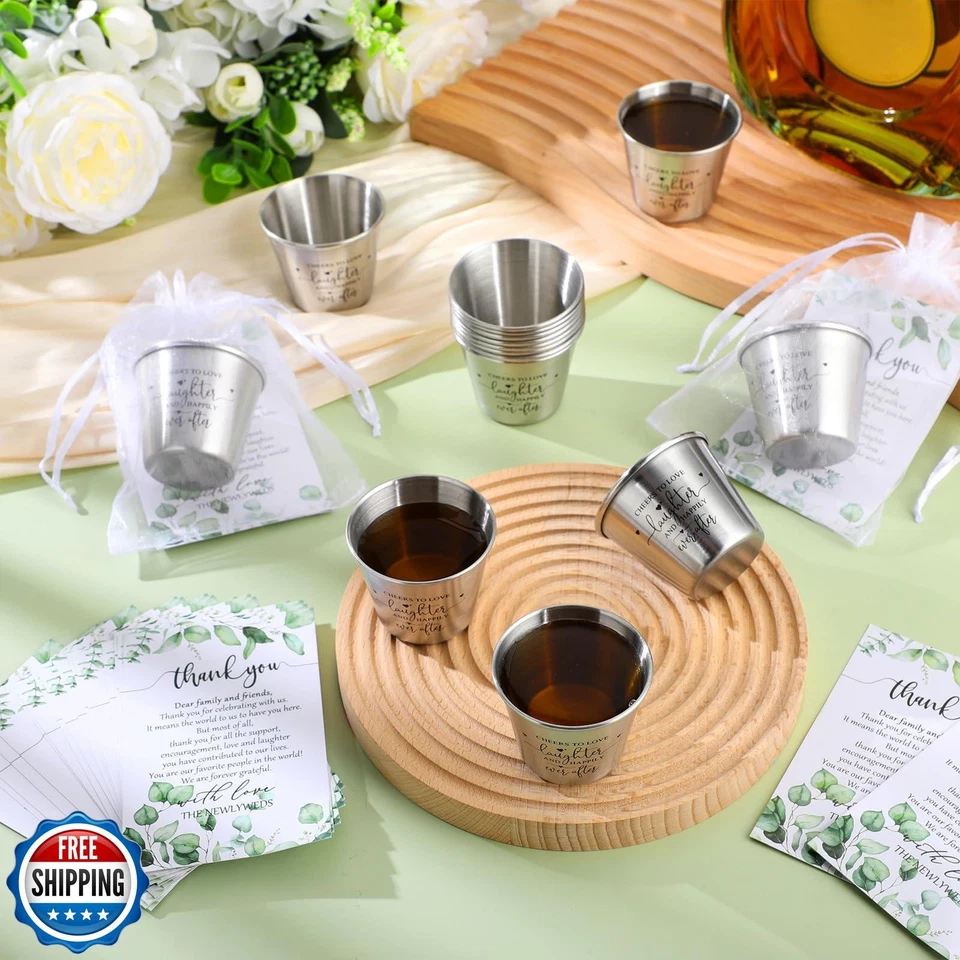 Juego de 50 vasos de chupito Uiifan para invitados de 1,5 oz con tarjetas de regalo B Foto 4 de 4