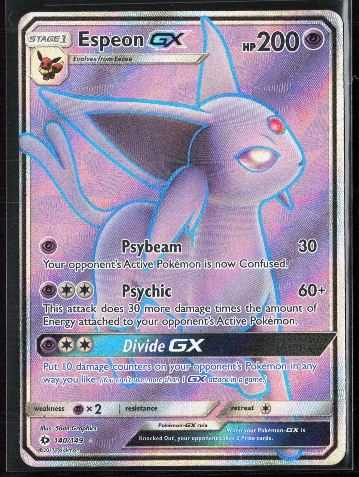 Espeon GX 140/149 Sun & Moon Base Set 2017 Full Art Pokémon Card
