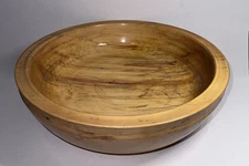Hand Turned Solid Wooden Fruit Centerpiece Bowl Signed WFS 14” Diameter