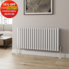 Designer Radiator Horizontal White Oval Column Rads Double Panel 600x1200mm