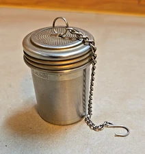 Vintage Stainless Steel Tea Infuser; Cylinder w/ Screw Top