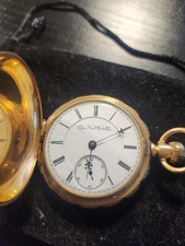 Antique Elgin B.W. Raymond Solid 14K Gold Pocket Watch Running Hunter Case