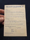Dragon Warrior IV 4 Nintendo NES ENI-D4-US Rare Registration Impressions Card