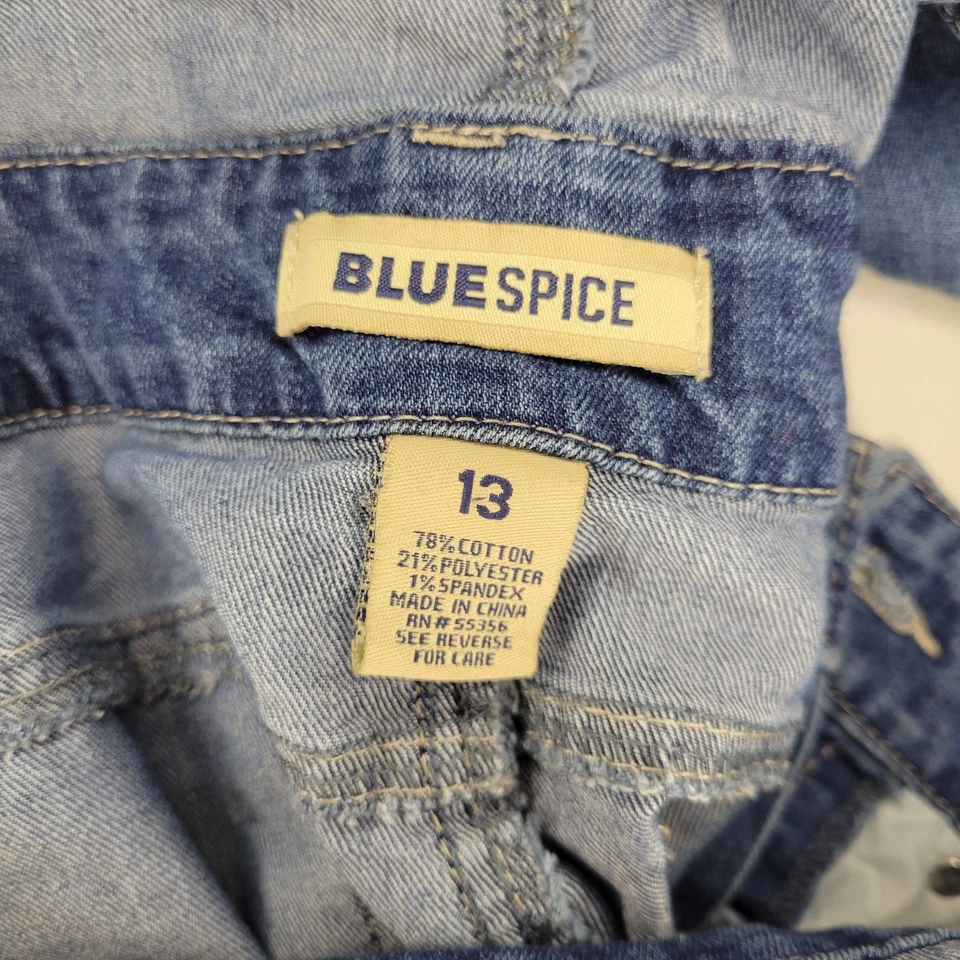 Blue Spice Denim Overalls Womens Size 13 Distressed Dark Wash Casual - Image 3 of 3