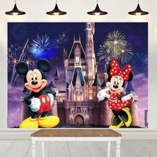 Castle Minnie Mickey Mouse Panel Backdrop Birthday Party Banner Photo Background