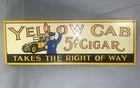 Vintage Yellow Cab Cigars Sign Metal Tin 5c Taxi Tobacco 20" X 6.75"