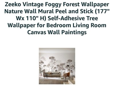 Vintage Foggy Forest Wallpaper Nature Wall Mural 177  W x 110  H