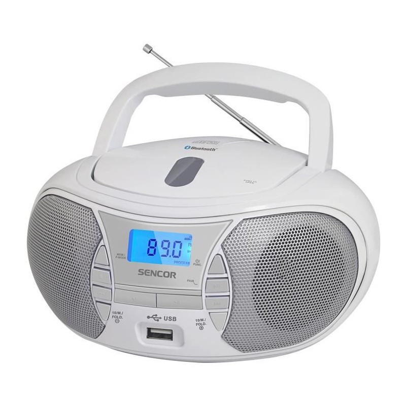 Boombox CD Bluetooth Sencor blanc pour la cuisine ou la chambre des enfants