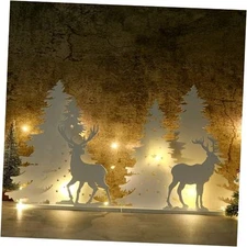 6 Pcs Rustic Christmas Decor Christmas Tree and Elk Christmas Tabletop Decor 