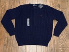 NWT Polo Ralph Polo Mens Navy Blue Cable Knit Crew Sweater Size. Large