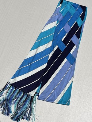 EMILIO PUCCI  Silk Scarf Stole Made in Italy Blue