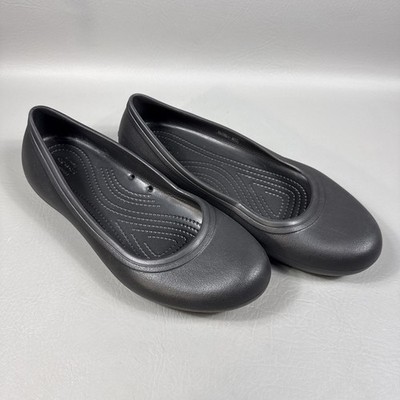 Crocs At Work Ballet Flat Non Slip Women s Size 10 Black Iconic Comfort Slip On