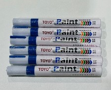 6-PACK BLUE Tire Lettering Paint Marker Pen, Waterproof Permanent Automotive Pai