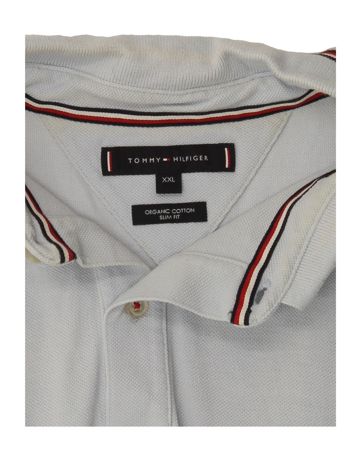 TOMMY HILFIGER Mens Slim Fit Polo Shirt 2XL Blue Cotton CC09 thumbnail 5