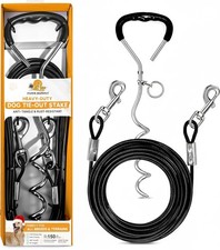 Heavy Duty Dog Tie Out Cable and Stake for Large to Extra Large Dogs Upto 150...