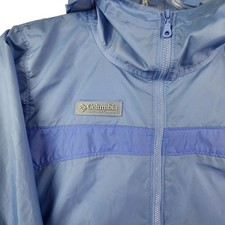 Columbia 10/12 Blue Green Hooded Windbreaker Jacket Hiking Gorpcore Kids Outdoor