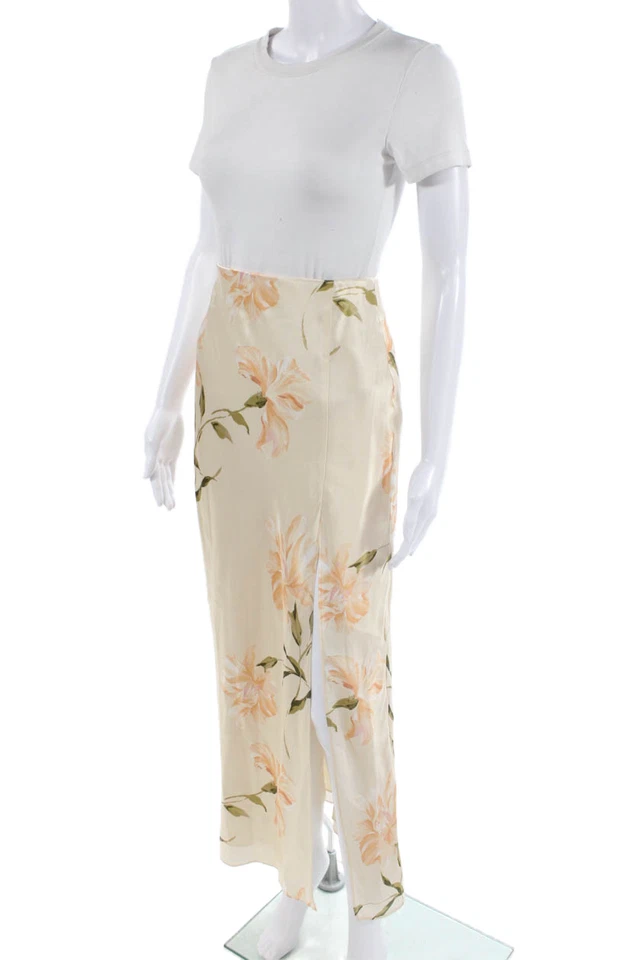Falda midi envolvente beige floral seda talla 2XS Cami NYC para mujer Foto 2 de 4