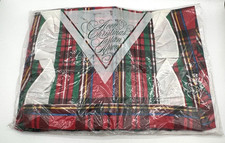 VTG Avon 1986 Tartan Red Green Plaid Full Bib Apron Christmas Ruffle NOS Sealed