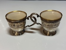 Set of 2 Antique Demitasse Cups Matthews Company Sterling Silver w/ Lenox China
