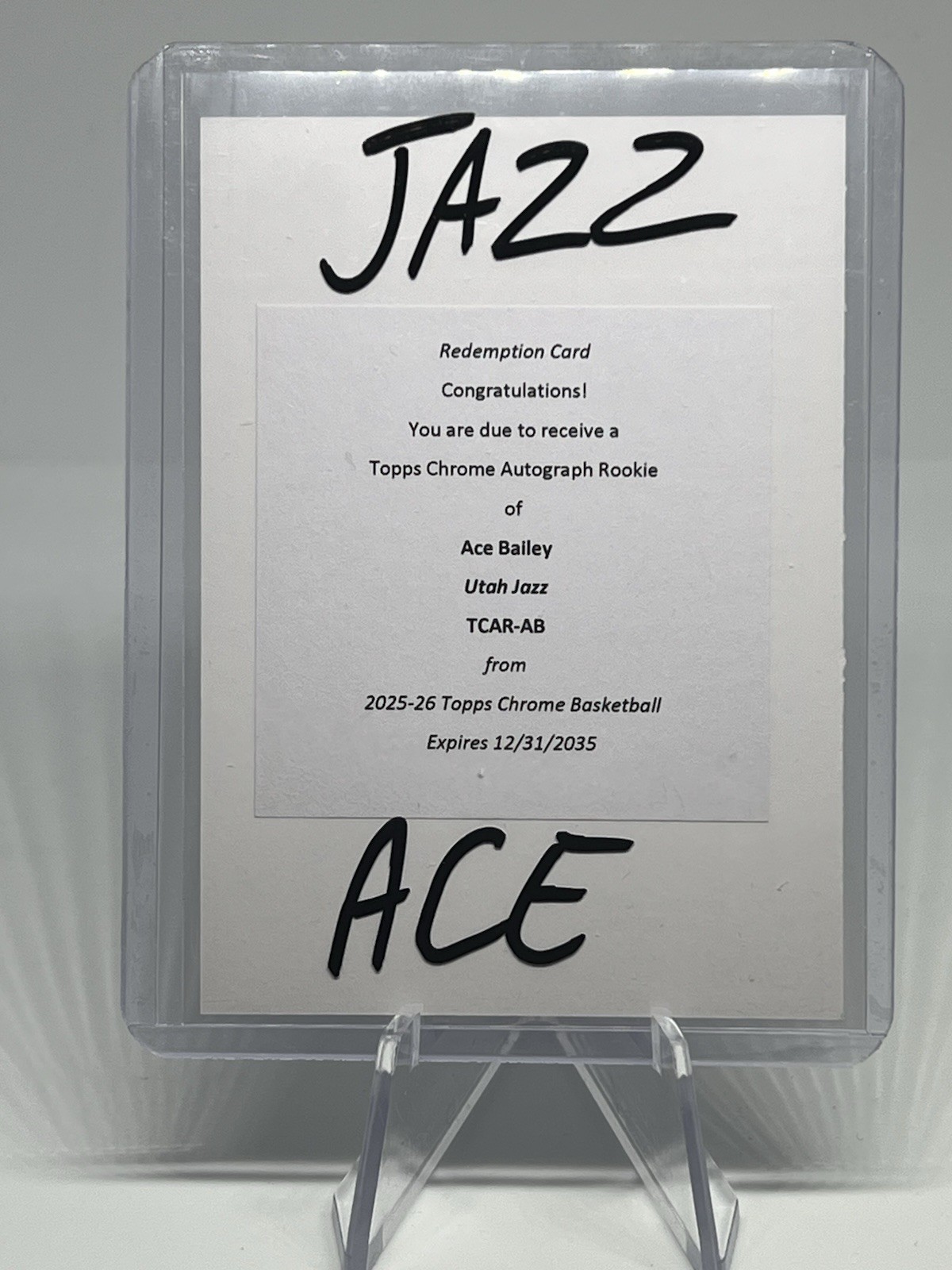 2025-26 Topps Chrome - Ace Bailey - Rookie Auto Redemption - Utah Jazz TCAR-AB