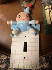Vtg Irmi Wooden Blue Humpty Dumpty Nursery Rhymes Light Switch Plate Cover