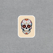 Colorful Sugar Skull Art Sticker - Day of the Dead Decal 7021