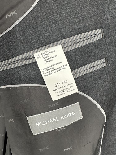 MICHAEL KORS Suit Mens Size 44L 38x32 Charcoal Classic Fit Wool Blend 3-Piece - Picture 3 of 18