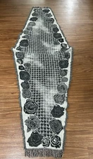 Tolani Women Scarf Floral Fringe 100% Pure wool black gray white