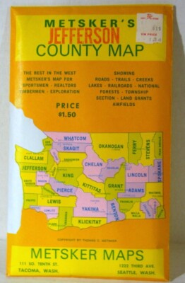 Metsker s Maps Of Washington State Jefferson County  50s/ 60s(Eb)
