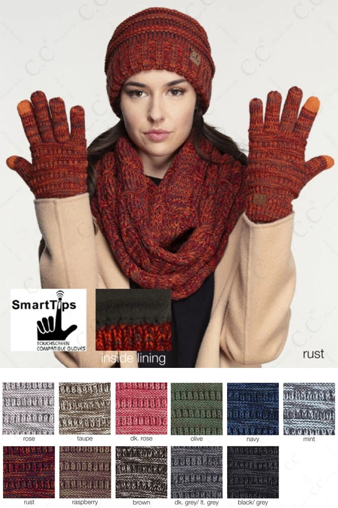 ScarvesMe C.C Women's Fleece Lined Knit Cuff Winter Thic Multi Color Soft Gloves