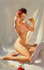 Pin-Up Art  Sexy Vintage Type Girl  Excellent Condition  APROX 6" by 4"1