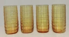 Set of 4 Vintage Anchor Hocking Topaz Tumblers Textured Lines Drinking Glasses