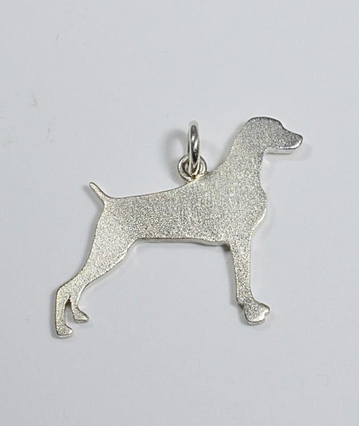 Silberner AnhäNger Mit Der Silhouette Eines Weimaraners Und Gummi-Halsband Luce-image