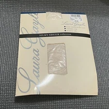 Laura Gayle Silky Sheer Control Top Pantyhose Womens Medium Pearl Shadow Toe NEW