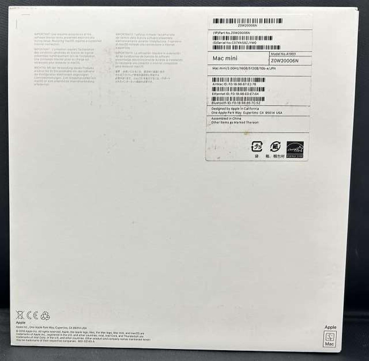 Apple Mac Mini 2018 Core i5 3.0GHz 32GB RAM 512GB SSD Good Apple Mac Mini 2018 Core i5 3.0GHz 32GB RAM 512GB SSD Good