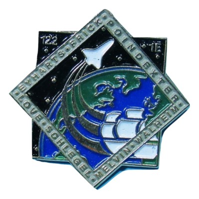 PIN enamel vtg NASA Space Shuttle ATLANTIS STS-122 ISS Poindexter Frick Melvin